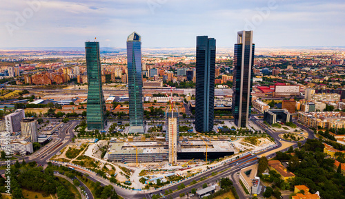 Four business skyscrapers (Cuatro Torres) of the business district in Madrid, Spain
