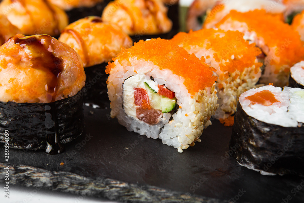 Delicious rolls with fish and cheese Delicious rolls with fish and cheese