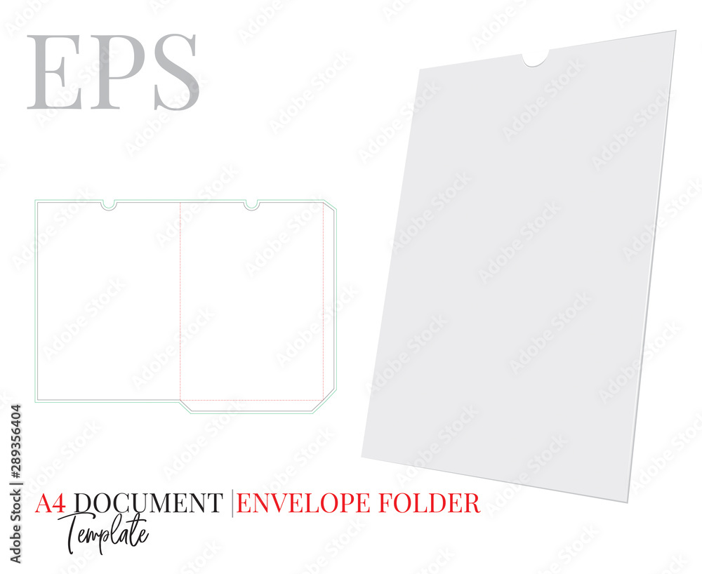 Document Folder Template. Folder Envelope. Vector with die cut / laser