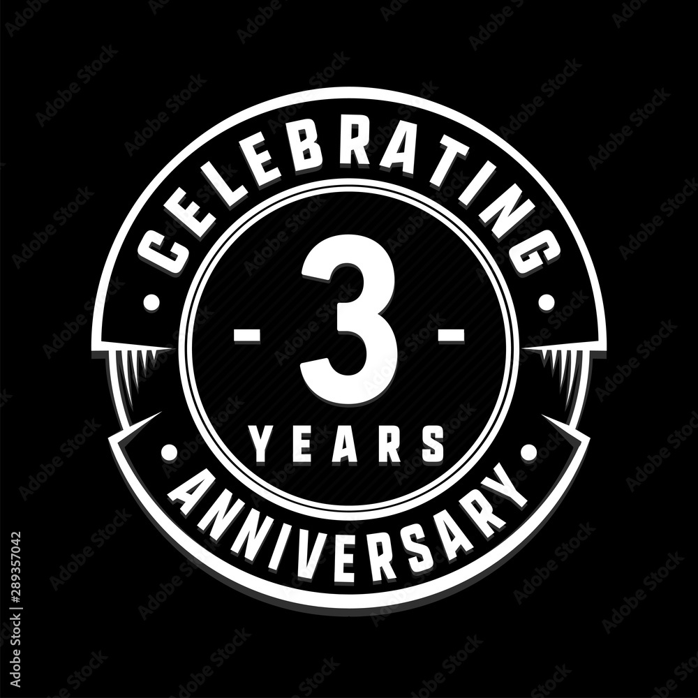 Celebrating 3rd years anniversary logo design. Three years logotype. Vector and illustration.