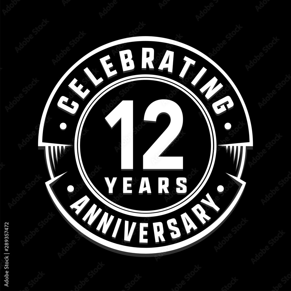 Celebrating 12th years anniversary logo design. Twelve years logotype. Vector and illustration.