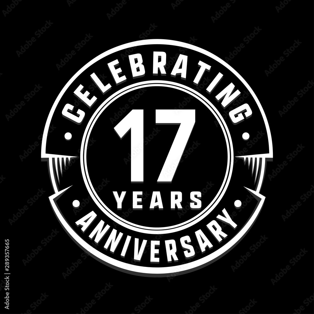 Celebrating 17th years anniversary logo design. Seventeen years logotype. Vector and illustration.