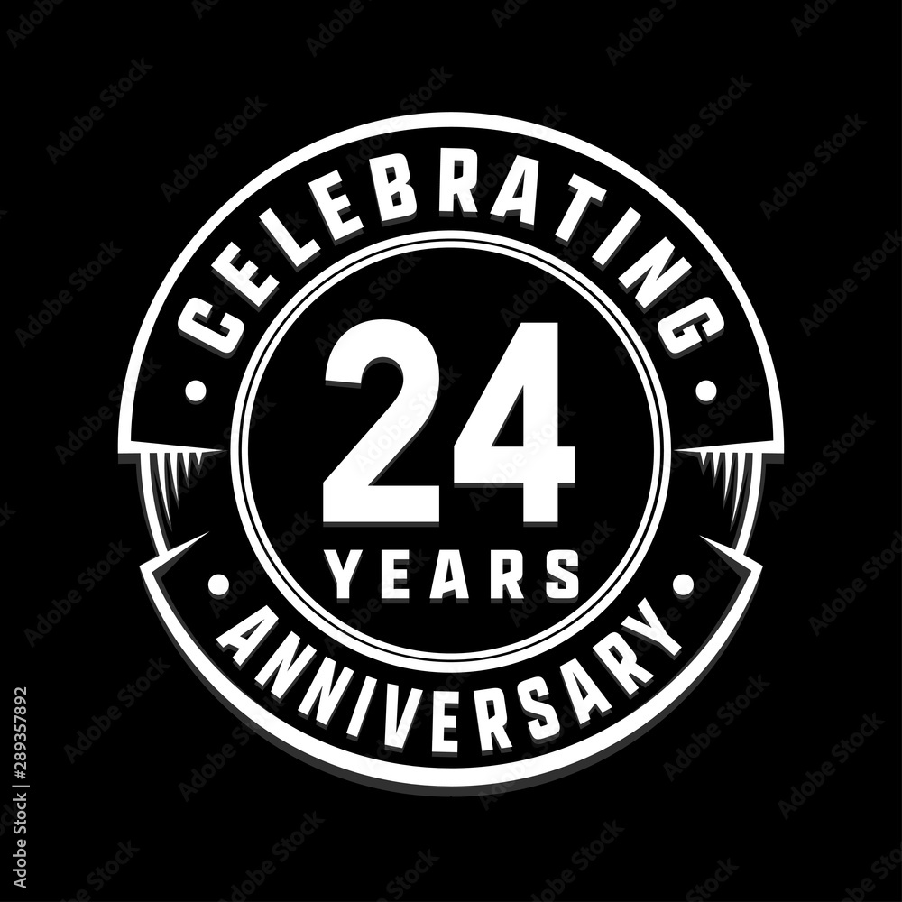 Celebrating 24th years anniversary logo design. Twenty-four years logotype. Vector and illustration.