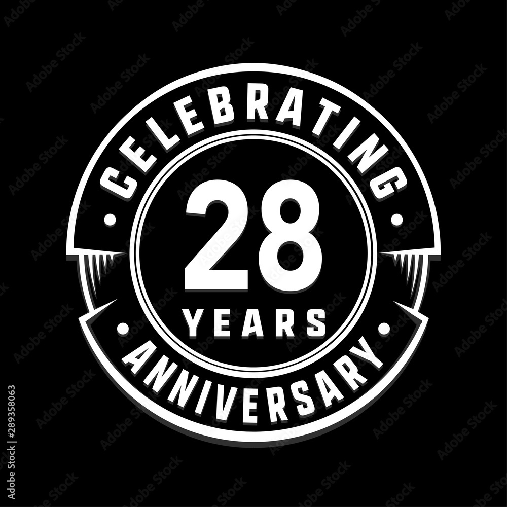 Celebrating 28th years anniversary logo design. Twenty-eight years logotype. Vector and illustration.