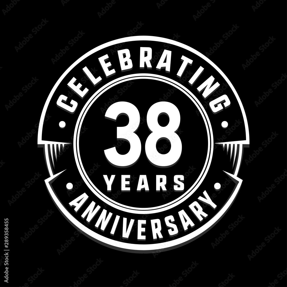 Celebrating 38th years anniversary logo design. Thirty-eight years logotype. Vector and illustration.