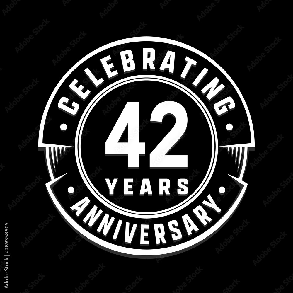 Celebrating 42nd years anniversary logo design. Forty-two years logotype. Vector and illustration.