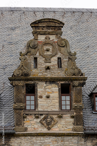 Architectural detail of the Wewelsburg castle roof window cant photo