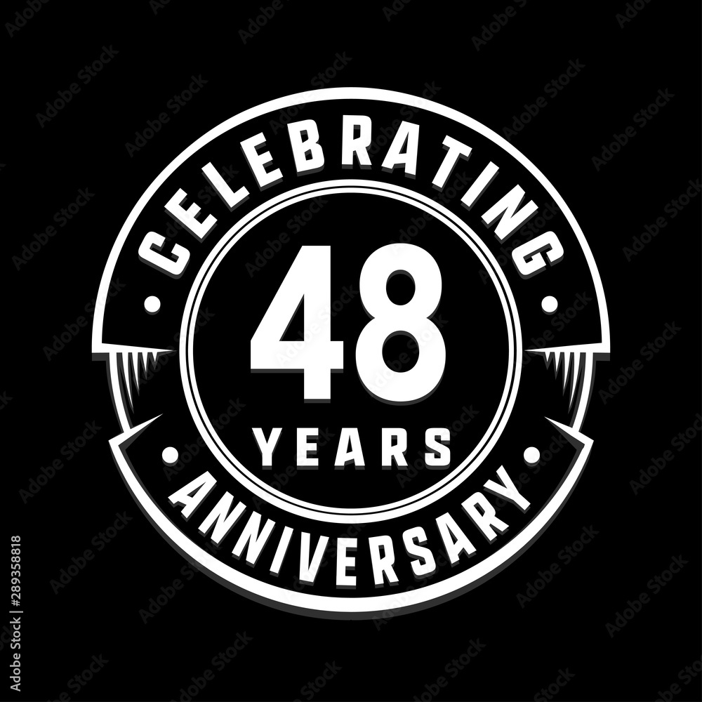 Celebrating 48th years anniversary logo design. Forty-eight years logotype. Vector and illustration.