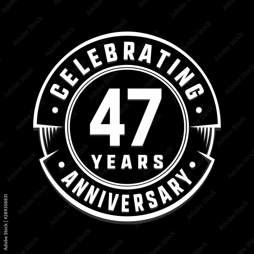 Celebrating 47th years anniversary logo design. Forty-seven years logotype. Vector and illustration.