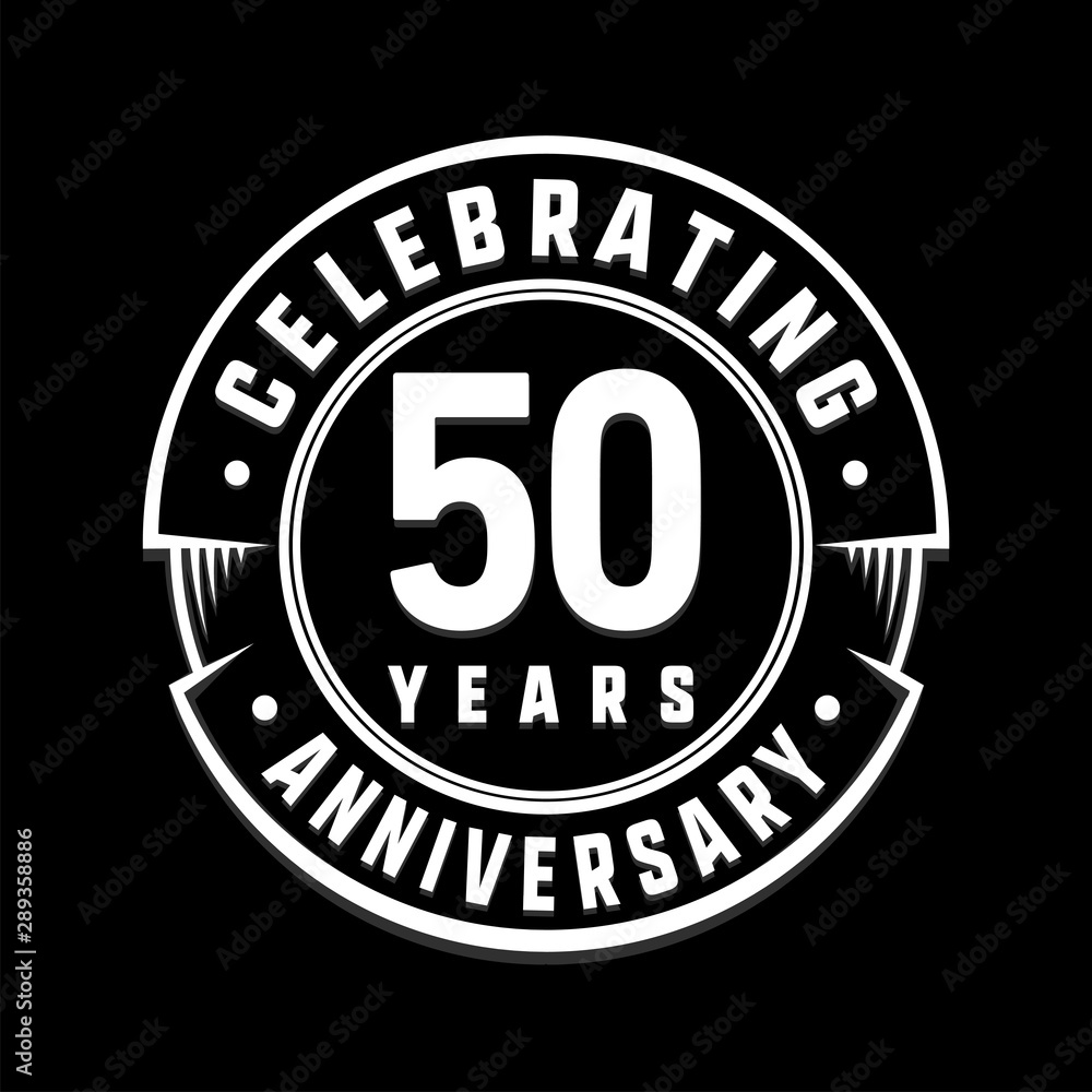 Celebrating 50th years anniversary logo design. Fifty years logotype. Vector and illustration.