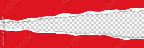horizontal torn red paper for pattern and design