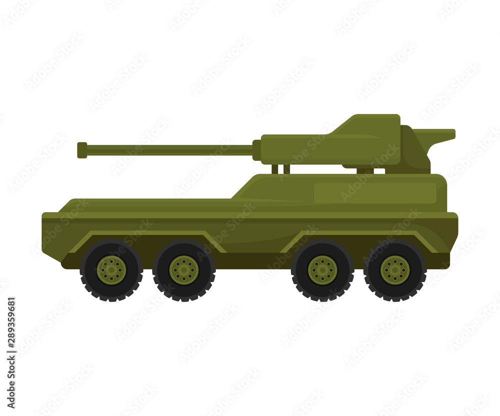 Armored personnel carrier with a gun. Vector illustration on a white background.