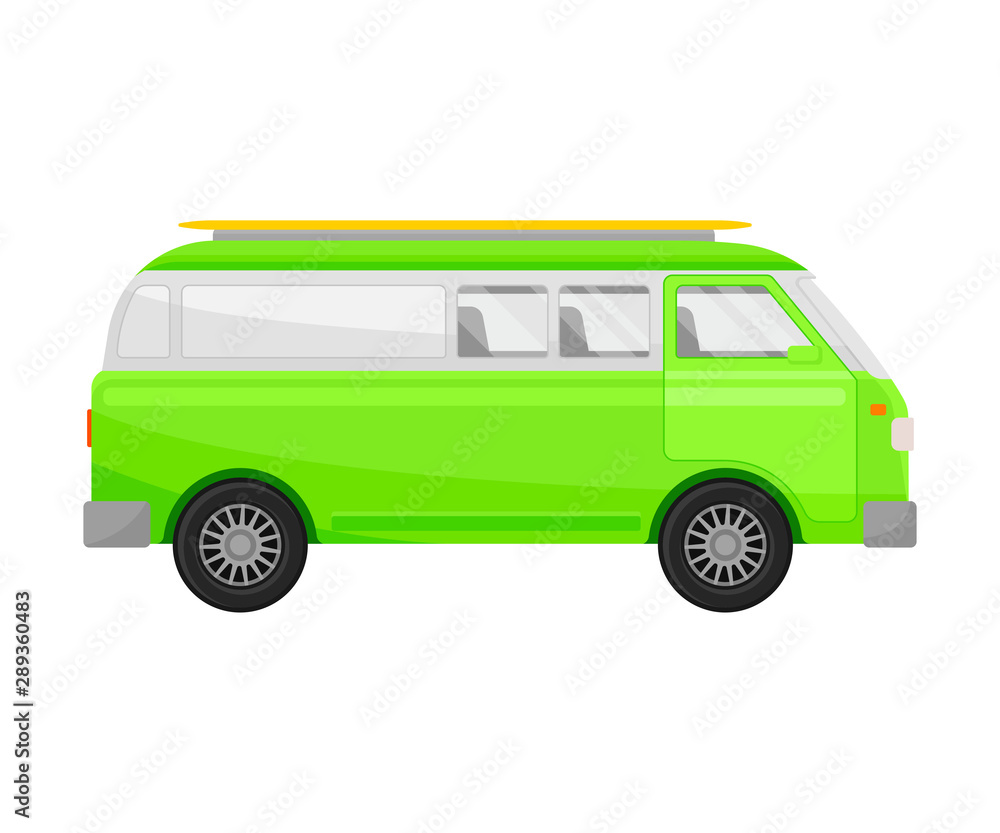 Light green minivan. Vector illustration on a white background.