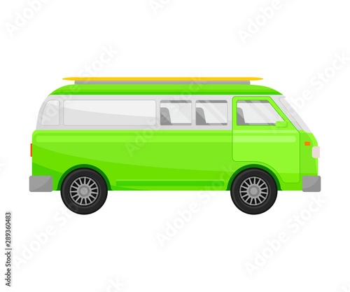 Light green minivan. Vector illustration on a white background.