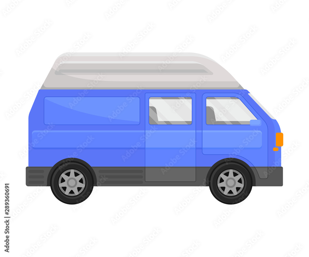 Blue combi minivan. Vector illustration on a white background.