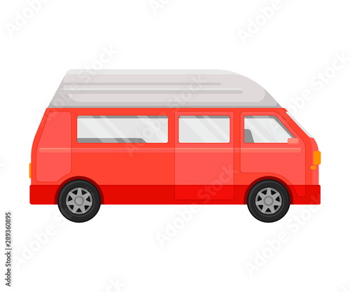 Red passenger minivan. Vector illustration on a white background.