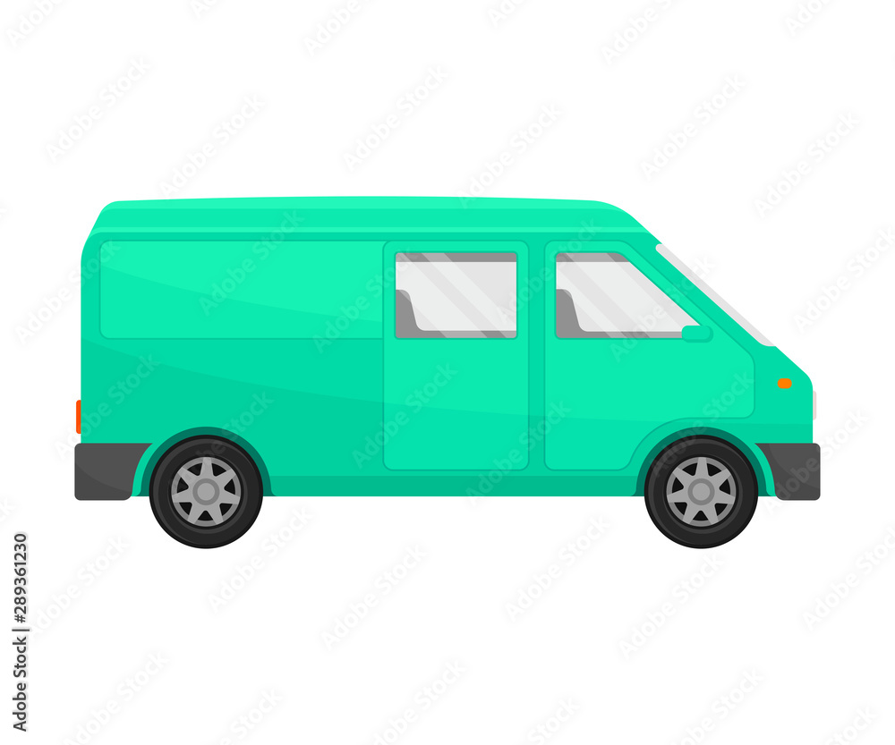 Green combi minivan. Vector illustration on a white background.