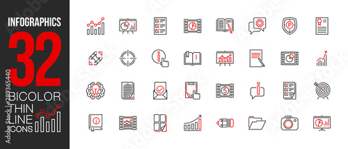 financial business infographics presentation outline flat icons set. Thin line design statistic chart infographics logo. icon pictogram set isolated on white. outline logo symbols for web mobile app