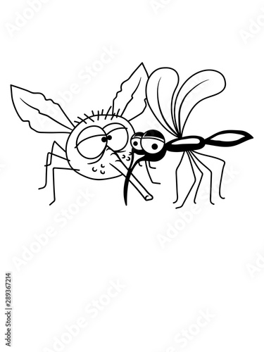cartoon 2 freunde team paar kleine schnake moskito blut trinken comic stechmücke fliege insekt schmeißfliege blutsauger stechen clipart lustig nervensäge böse monster
