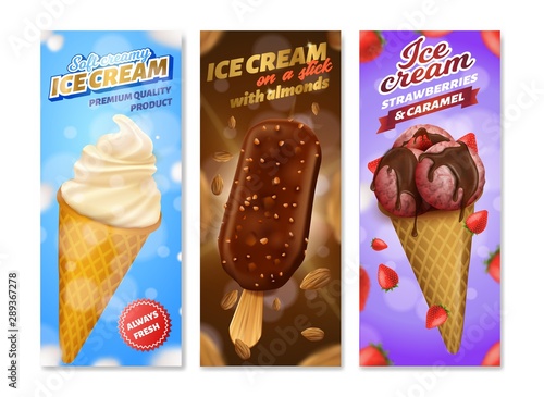 Realistic Ice Cream Different Taste Wrapper Set