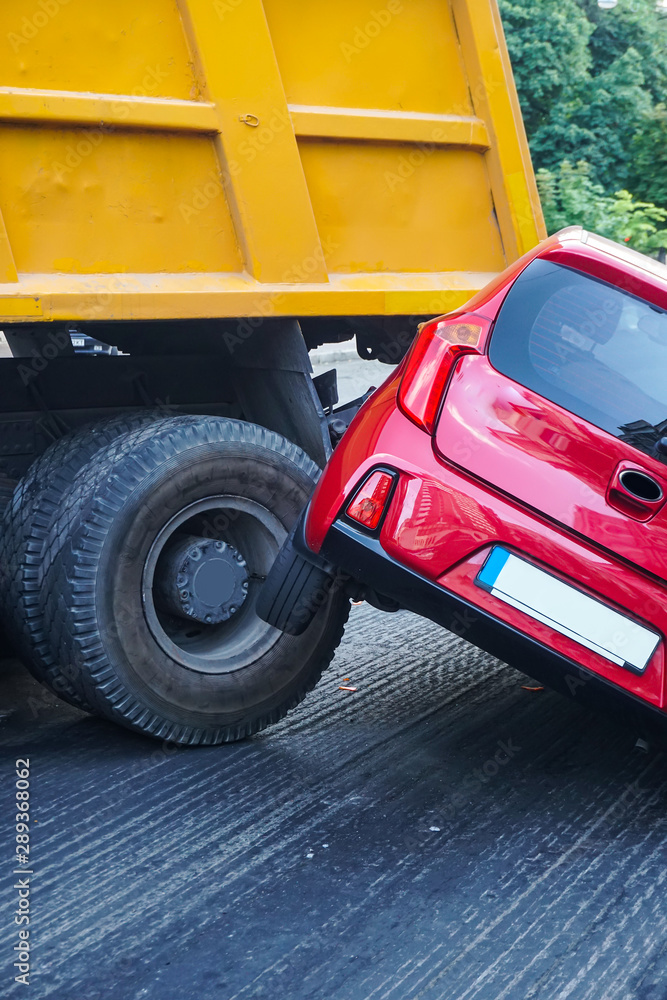 Truck and Car crash collision accident on Gas Station, Traffic accident ...