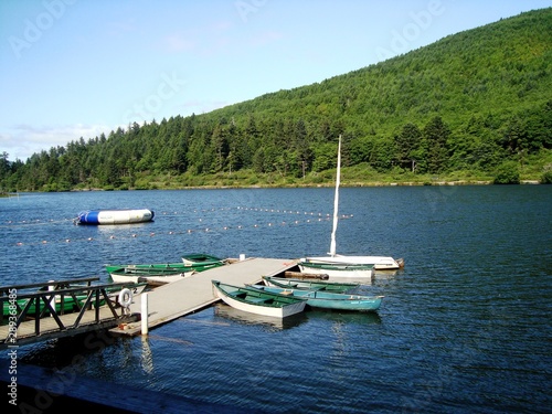 canoes on a lake