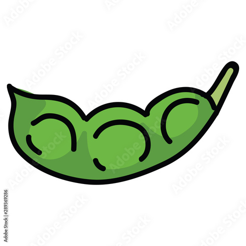 Cute edamame pod illustration. Hand Drawn soy bean snack clipart.  photo