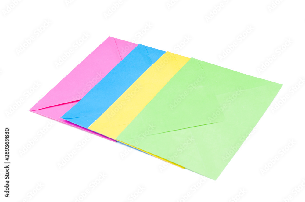 Color envelopes isolated on white background.Copy space Color envelopes isolated on white background.Copy space
