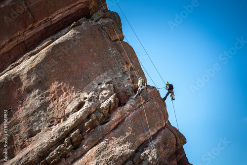 Rock climbing and mountaineering on a rock