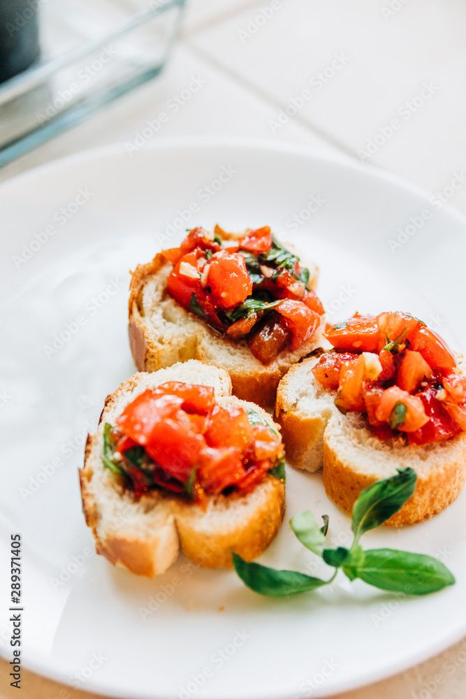 Fresh bruschetta on toast