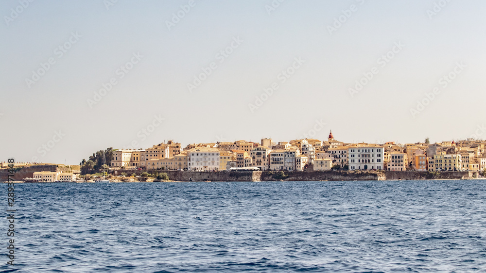 Corfu Town cityscape from the sea