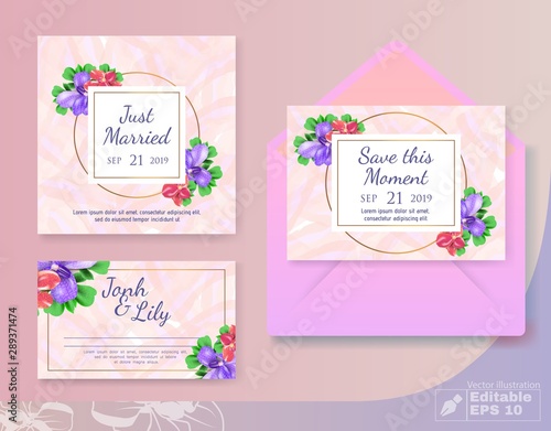 Romantic Wedding Set with Greeting Cards and Cover