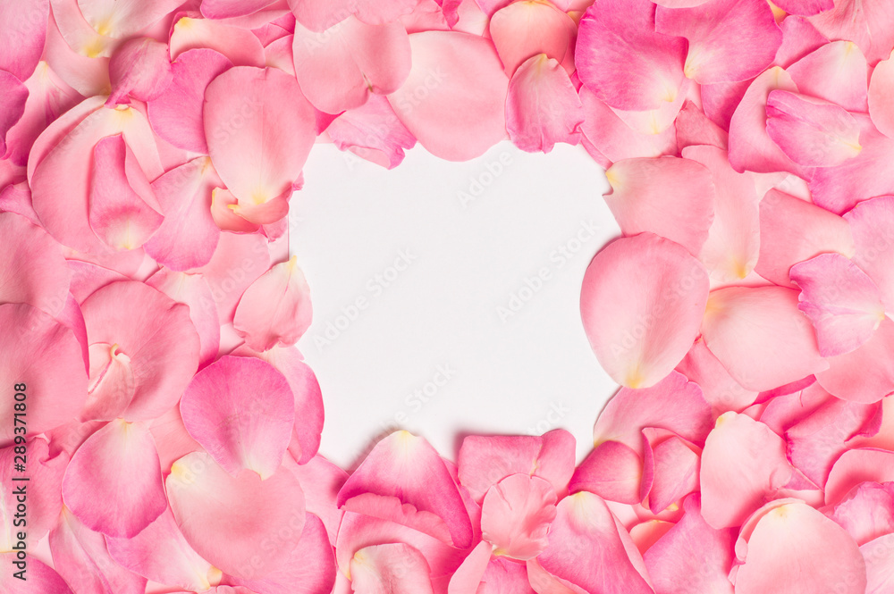 place for an inscription on the background of rose petals
