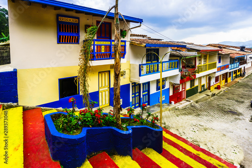 View on Jerico, Colombia, Antioquia, streets of the colonial city, located in the southwest of Antioquia, Colombia