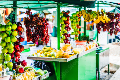 Photography View on fruits on market in the village of Jardin, Colombia