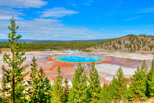 Grand Prismatic Spring Geyser in Yellowstone National Park