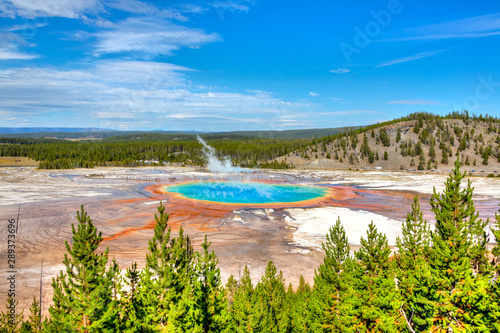 Grand Prismatic Spring Geyser in Yellowstone National Park