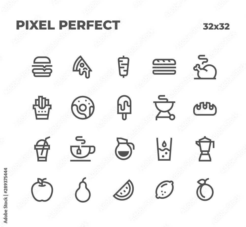 Food set icons, flat icons