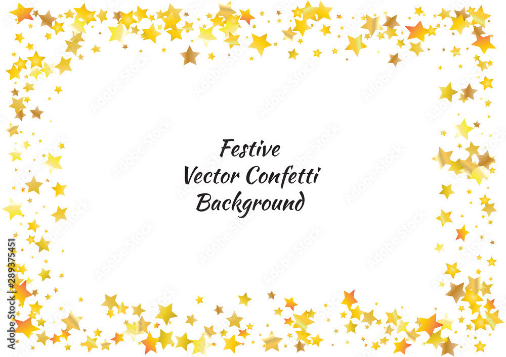 Festive glitter gold star confetti background. Abstract frame confetti texture for holiday, postcard, poster, website, carnivals, birthday and children's parties. Cover confetti mock-up. Wedding card Festive glitter gold star confetti background. Abstract frame confetti texture for holiday, postcard, poster, website, carnivals, birthday and children's parties. Cover confetti mock-up. Wedding card