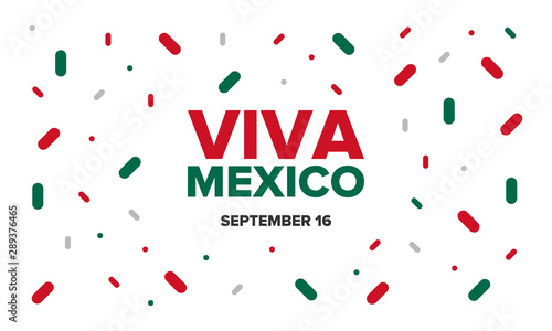 Viva Mexico. Mexican Independence Day. Happy holiday. Celebrate annual in September 16. Freedom day. Patriotic mexican design. Poster, card, banner, template, background. Vector illustration