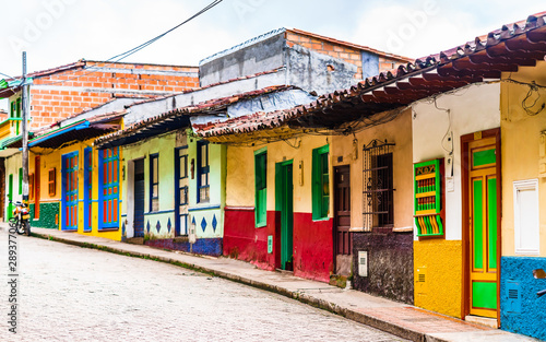 View on Jerico, Colombia, Antioquia, streets of the colonial city, located in the southwest of Antioquia, Colombia