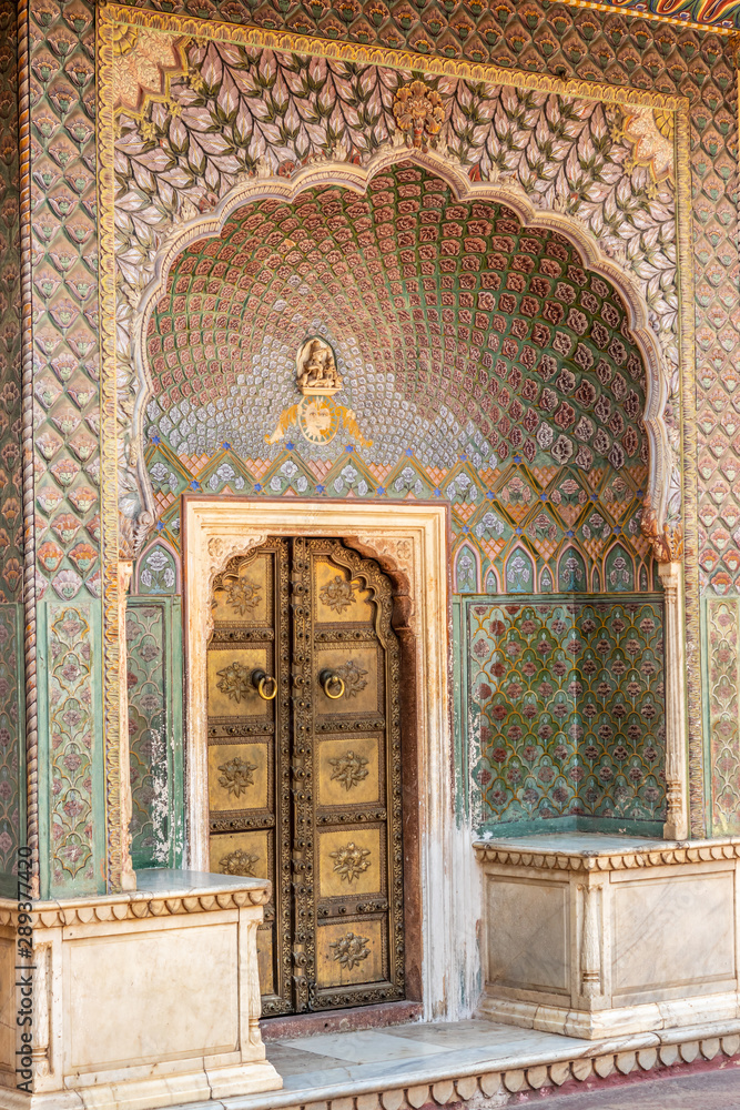 Fort in Jaipur and details on the door