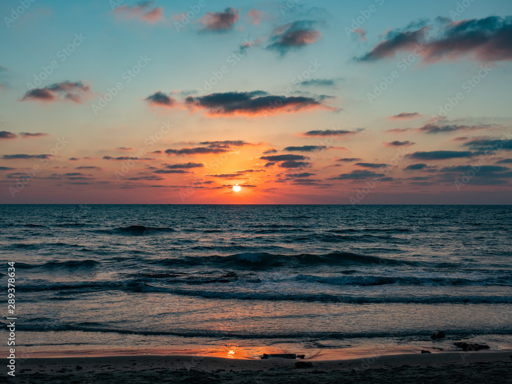 Fototapeta premium Israel Sun set at the beach