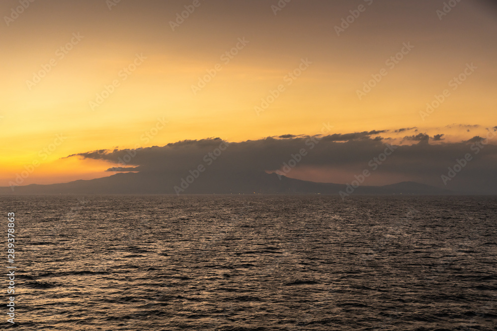 Bataan Province, Philippines - March 5, 2019: Shot 1/6 from Manila Bay on Mount Mariveles, dormant volcano during sunset.