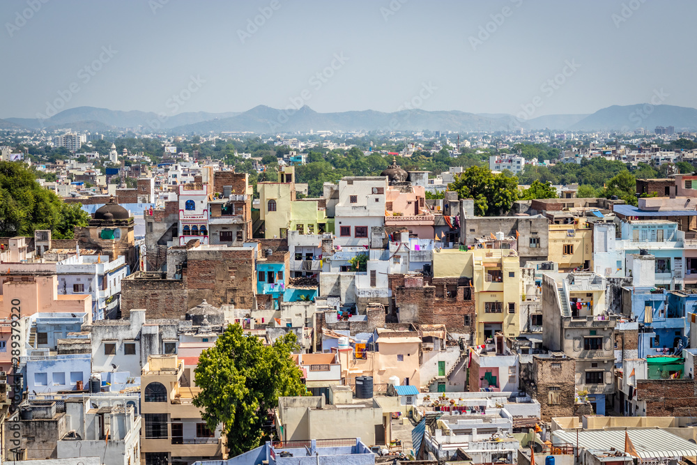 City view from the heights of the citadelle of Udaipur