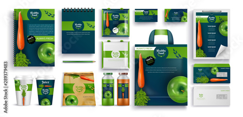 Fresh Food, Eco Products, Gift Notebooks, Cups Set