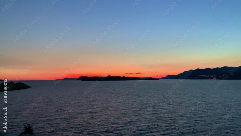 Beautiful golden sunset over the Adriatic Sea in Dubrovnik Croatia Beautiful golden sunset over the Adriatic Sea in Dubrovnik Croatia
