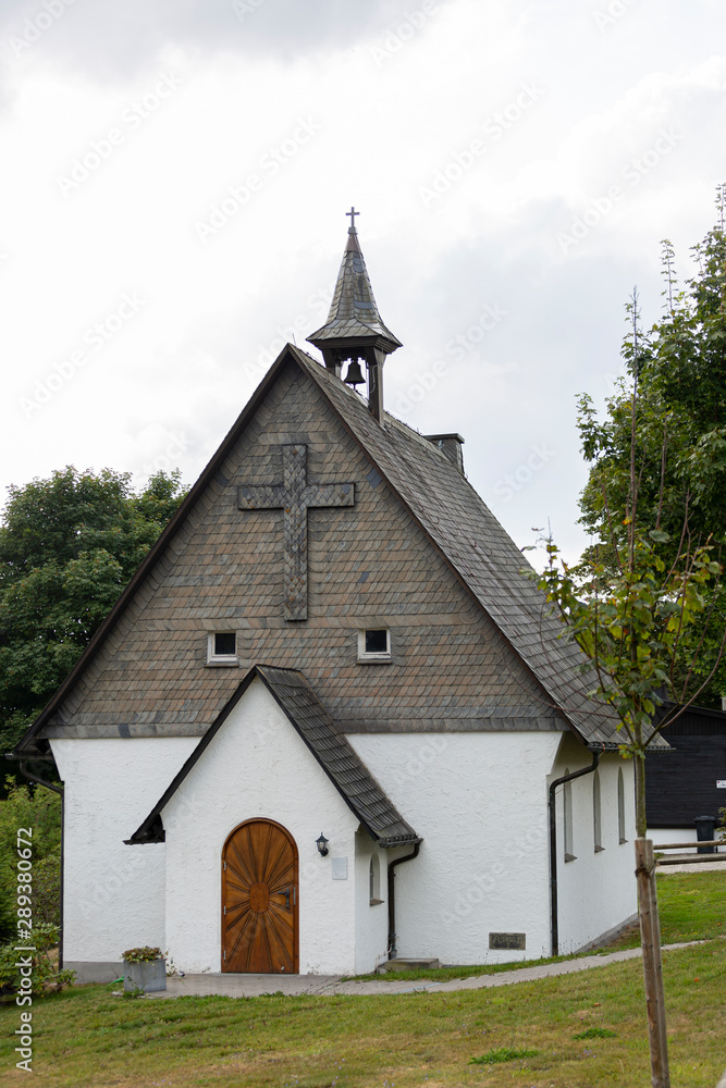 Small chapel church in Vakwerk half-timber architecture in the Sauerland region Small chapel church in Vakwerk half-timber architecture in the Sauerland region