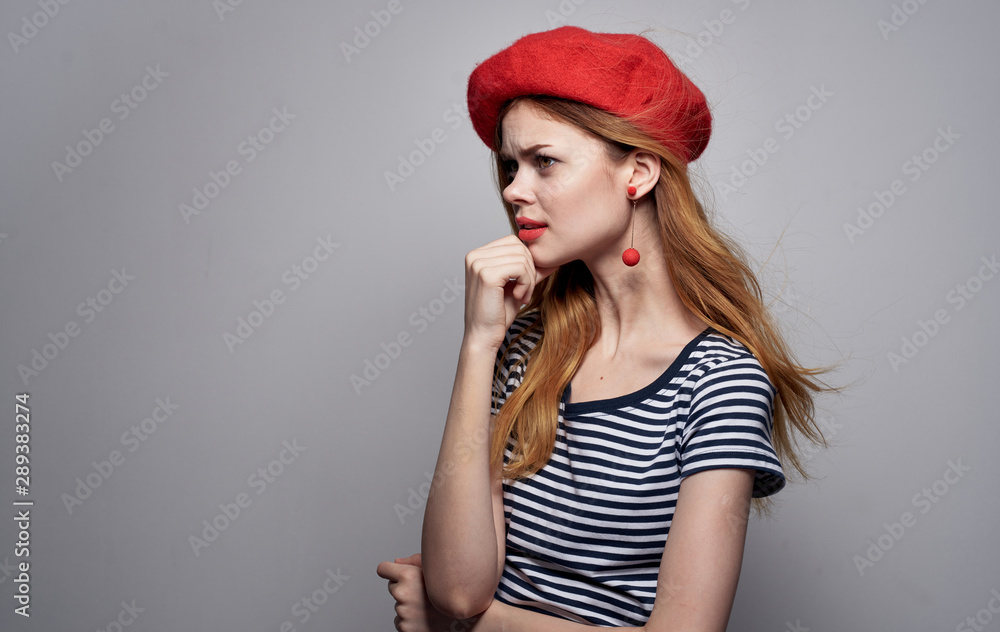 portrait of young woman in hat portrait of young woman in hat