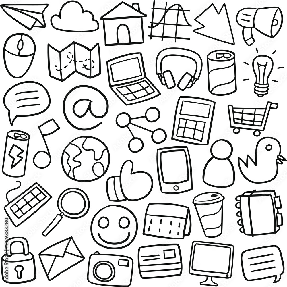 Pack Of Social Media Doodle Icons, Social Media Drawing, Doodle Drawing,  Doodle Sketch PNG and Vector with Transparent Background for Free Download